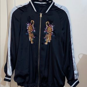 Tiger embroidered silk jacket